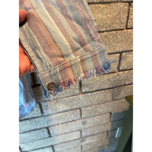 Vintage-Style Cloth and Stone Striped Button-Down Shirt Dress With Raw Hem & Bel - Picture 8 of 11